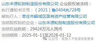 股权冻结冻结期限至2028年凯发K8国际山东一轮胎公司(图1)